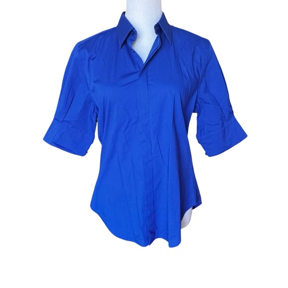 RALPH LAUREN Blue Label Stretch Button Down Shirt Cobalt Womens Medium - Picture 5 of 9